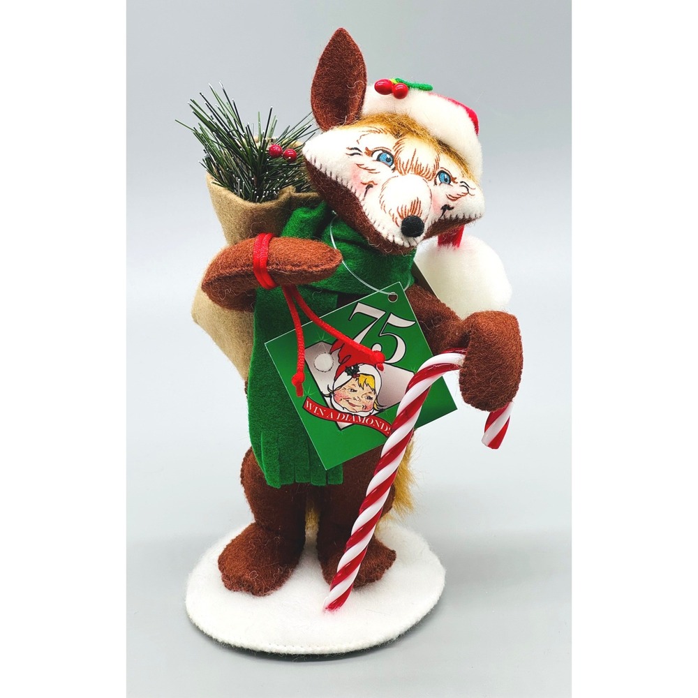 Annalee Candycane Fox Christmas Holiday Decor 751410 7 Inch Felt Doll 2010